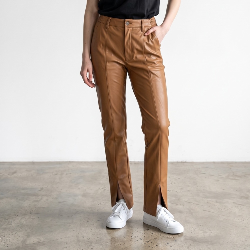 Abercrombie & Fitch The skinny ultra high rise Brown Faux Leather Pants 6S